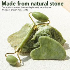 Face Stone Jade Roller Massager with Gua Sha Stone And Ice Roller Multicolour Set Facial Roller 100% Natural Stone Jade Roller For Skin Eye Neck Body Ice Cube