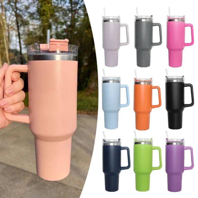 40 oz Insulated Tumbler Thermos Flask with Straw & Lid,Stainless Steel Double-Walled Thermal Mug for Hot & Cold Beverages, Ideal for Travel, Gym, and Outdoor Use