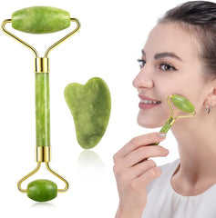 Face Stone Jade Roller Massager with Gua Sha Stone And Ice Roller Multicolour Set Facial Roller 100% Natural Stone Jade Roller For Skin Eye Neck Body Ice Cube