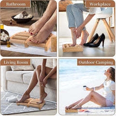 Dual 6 Row Foot Wooden Massager Roller Plantar Fasciitis Relief Feet Pain Muscle Relaxation Massage Tools