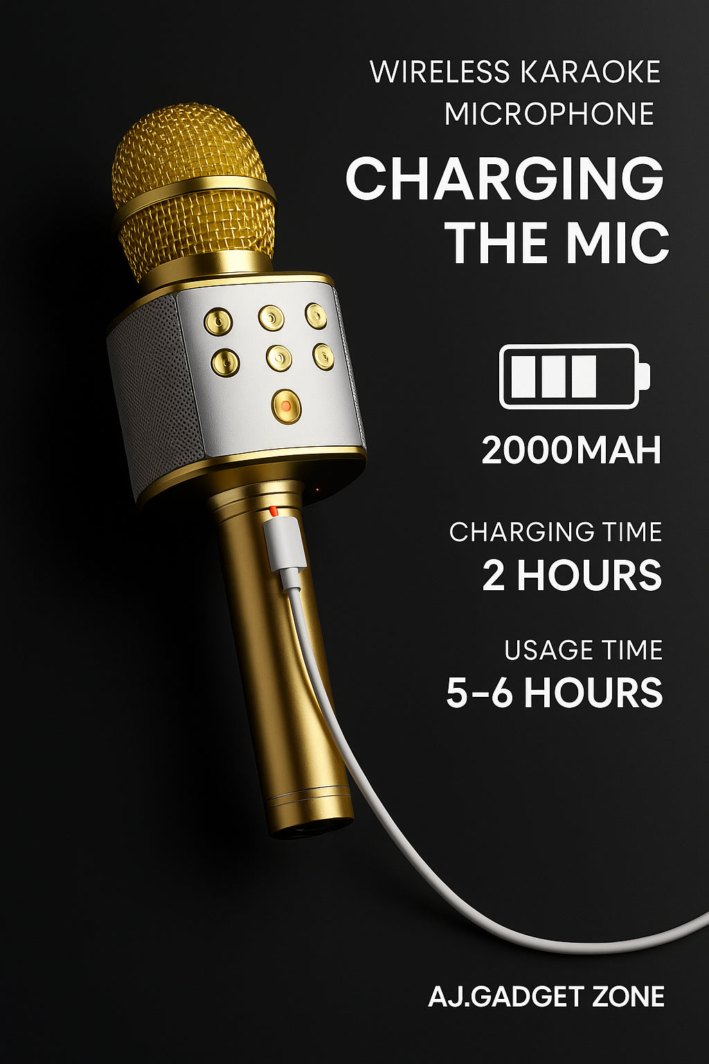 WS-858 Wireless Bluetooth Karaoke Microphone - 3-in-1 Mic, Speaker & Record - WS-858 Bluetooth Mic