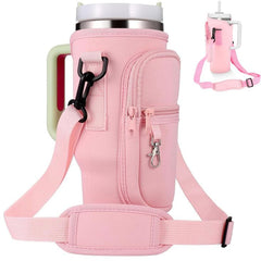 Stanley Tumbler Carrying Bag with Adjustable Strap | Travel Shoulder Handbag with Pocket for 40oz Quencher Tumblers