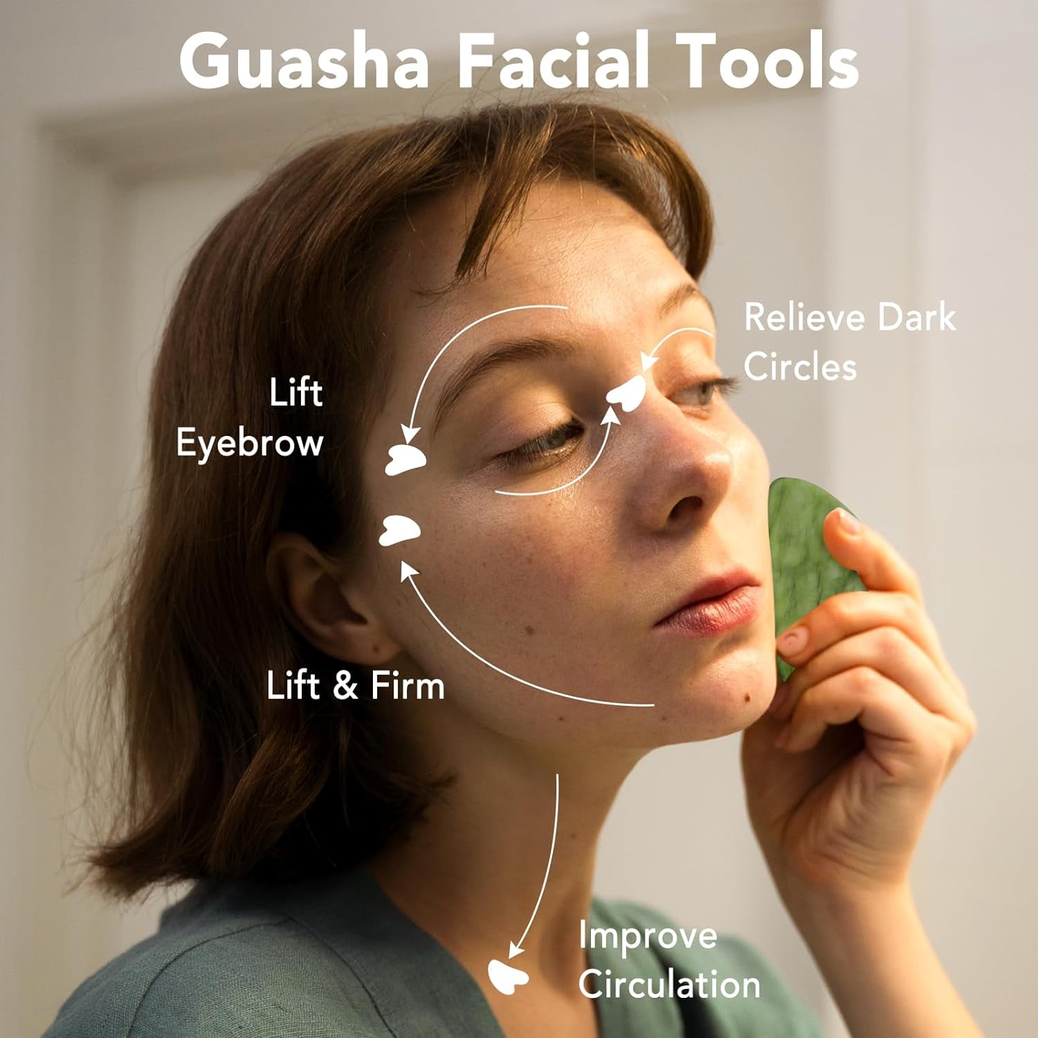 Face Stone Jade Roller Massager with Gua Sha Stone And Ice Roller Multicolour Set Facial Roller 100% Natural Stone Jade Roller For Skin Eye Neck Body Ice Cube